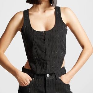 Black Rhinestone Top